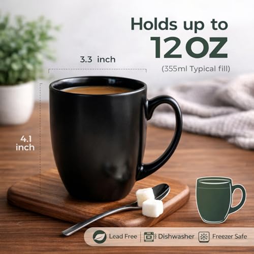 Set de 12 tazas de café de cerámica multicolor 12 oz miniatura 2