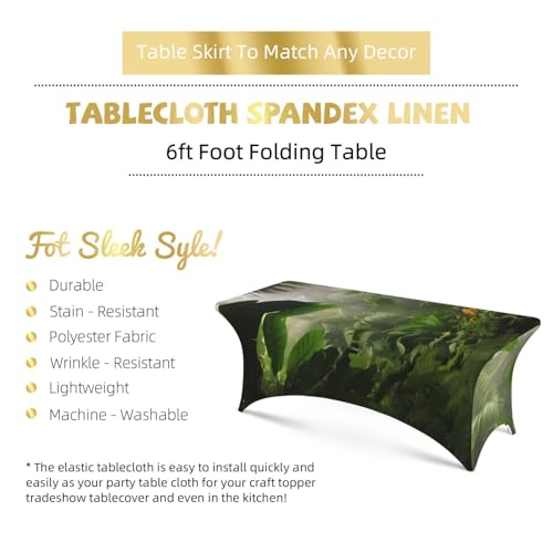 Nappe rectangulaire 1m80 forêt tropicale élasthanne extensible et lavable - 6