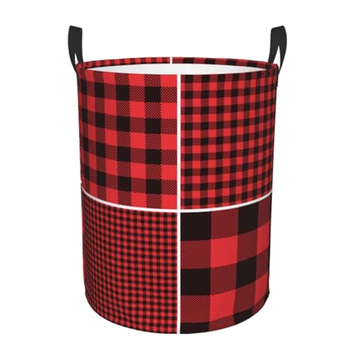 Cesto Para Guardar Ropa 60L, Cuadros De Búfalo Rojo Cestos Almacenaje Con Asa Impermeable Cesto Para La Colada, Para Salon, Dormitorios De Niños, Juguetes