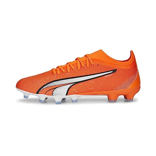 PUMA Men's Sport Shoes ULTRA MATCH FG/AG Soccer Shoes, ULTRA ORANGE-PUMA WHITE-BLUE GLIMMER, 43