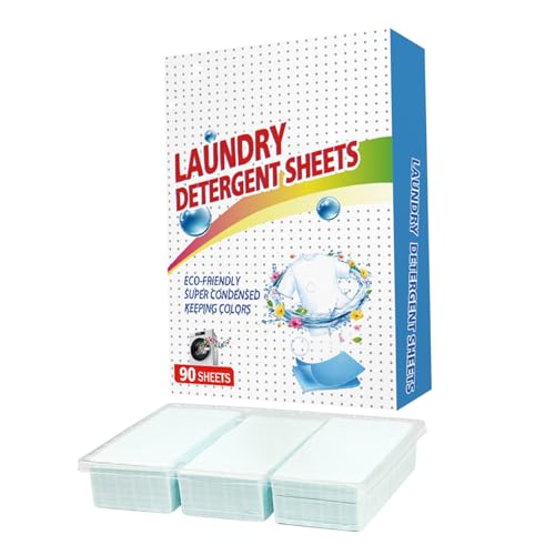 Hojas de detergente de lavandería 90 paquetes, eliminación de manchas profundas para uso de jabón ecológico para uso en casa o viaje
