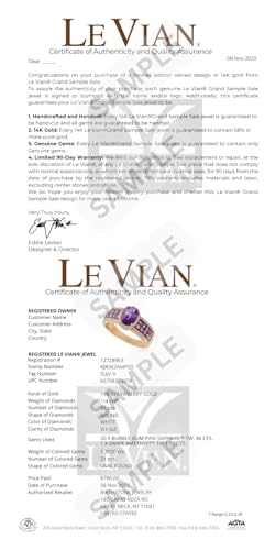 LE VIAN Vanilla Diamond Chocolate Diamond Rhodolite Amethyst Statement Ring for Women - 14k Rose Gold Ring for Her (White/Brown/Pink, 0.34 cttw) Anniversary Promise Wedding Band, Size 74