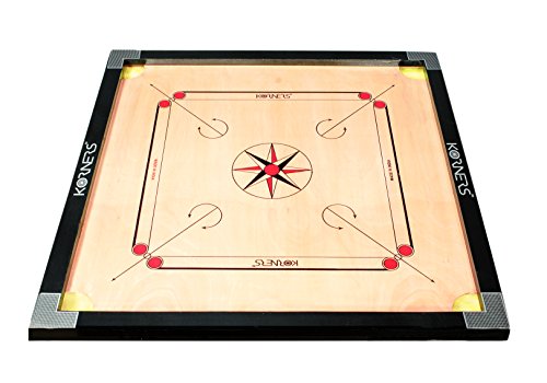 Image of KORNERS Carrom Board with Striker, Coins and Powder, Multicolor| (Carrom Cut 32 Classic)