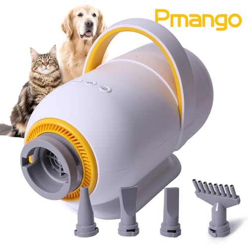 Hundefön Kanonen-Stil weiß 2400W Pet Dryer Hundetrockner Blower mit Einstellbarer Windgeschwindigkeit und Temperaturen,1-9 verschiedene Stärken von Umgebungsluft und Heißluft 35-60℃ #LYCSJDPWH-DE