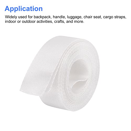 Image of MECCANIXITY Flat Nylon Webbing Strap 1 Inch 4 Yards White for Backpack, Cargo Strap, Luggage-rack