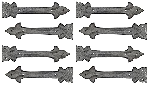 Image of Adonai Hardware Adonijah Antique Cast Iron Strap False or Faux or Dummy Hinge Front (10.40 inch X 8 Pack, Natural Iron) for Barn Doors, Gates, Cabinets, Wooden Box, Furniture, Chest, Trunks and Sheds