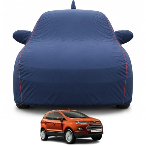 Image of Premium Car Cover for Ford Ecosport (2013-2017) Models | Waterproof, UV & Dust Protection | Mirror & Antenna Pocket | Triple Stitched, Soft Inner Lining, Belt & Buckle (Navy Blue)