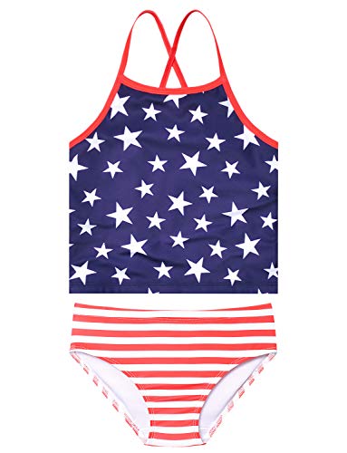 USA Flag Swimsuits Girls 4t 5t 4th July Star Striped Bathing Suits Kids Swimwear