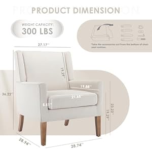 COLAMY Modern Wingback Living Room Chair, Upholstered Fabric Accent Armchair, Single Sofa Chair with Lounge Seat and Wood Legs for Office/Bedroom/Reading Spaces, Beige COLAMY Modern Wingback Living Room Chair Upholstered Fabric Accent Armchair Single Sofa Chair with Lounge Seat and Wood Legs for OfficeBedroomReading Spaces Beige