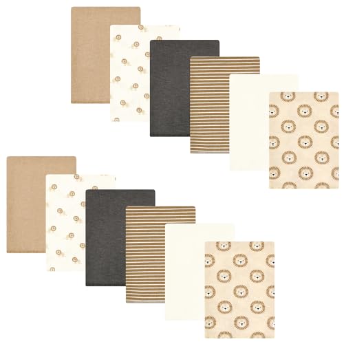 Image of Hudson Baby Unisex Baby Cotton Poly Flannel Burp Cloths Bundle, Brave Lion, One Size