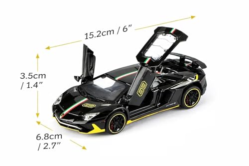 Image of WORSHIPER 1:32 Scale Lamborghini LP780-4 Alloy Die-Cast Car Model | Metal Toy Supercar with Openable Doors, Lights & Sound | Pull Back Vehicle for Kids & Collectors [Multicolor][Pack of 1]