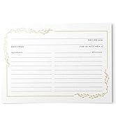 Dashleigh Floral Foil Border Recipe Cards, Set of 50, 4x6 inches (Gold Foil/White)