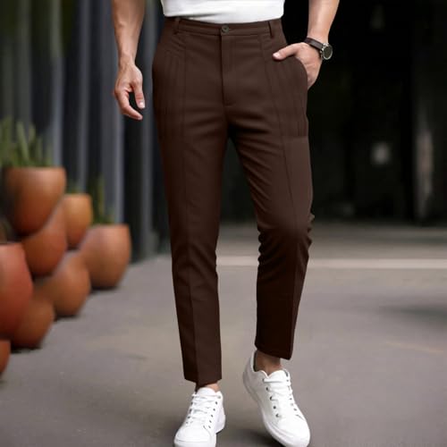 Men's Slim Fit Casual Pants Elastic Waist Comfortable Daily Wear Jogger Trousers for Spring Mens Pocket3