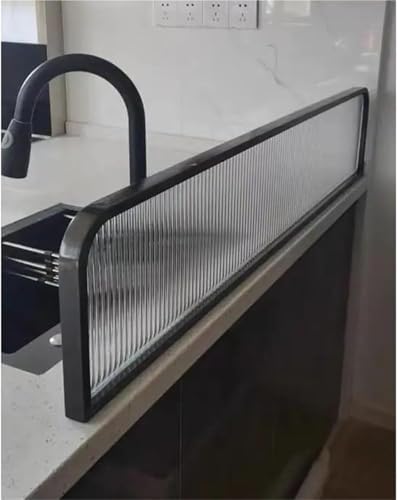 Gold Striped Glass Freestanding Decorative Partitions - Privacy Screens for Office, Restaurant & Students - 1.5m x 60cm Stylish Desk Separators,Black-1mx60cm