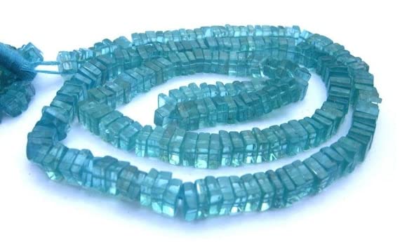 Apatite bleue naturelle perles carrées heishi 4-5,5mm fil de pierre véritable pour création bijou