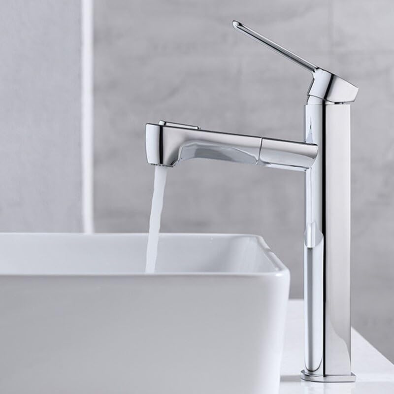 Robinet de salle de bain extractible avec jet orientable et finitions chrome