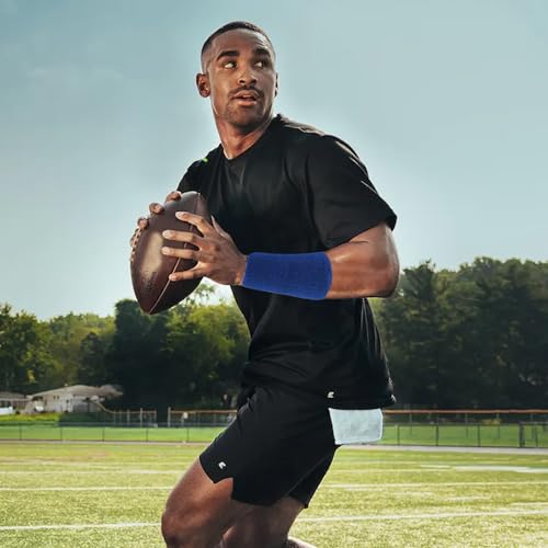 Image of 6 Inch Wrist Sweatbands Tennis Wrist Bands Absorbent Sweat Band for Men and Women Sport Long Wrist Bands, Breathable Cotton Athletic Sweatbands for Basketball, Workout, Running (4 Pack)