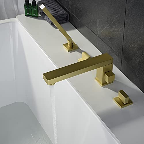 Mitigeur de bain en laiton rotatif double commande finition dorée - 5