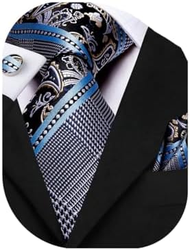 Dubulle Self Tie Bowties for Men Woven Mens Bowties and Pocket Square Cufflinks Set for Wedding Tuxedo