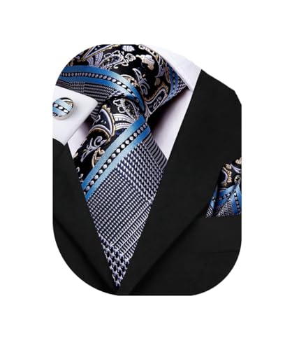 Dubulle Mens Tie Set Necktie and Pocket Square with Cufflinks Gift Box