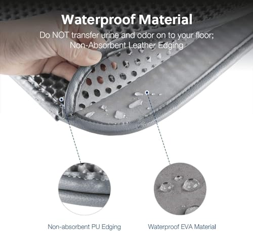 Image of Cat Litter Mat 12 in x 12 in Double Layer Open Edge Design, Waterproof Urine Proof Trapping, EVA Material, Durable, Washable, for Litter Box and Tray (Grey)