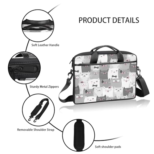 Cute Hand Drawn Cats Laptop Case Bag with Detachable Strap Waterproof Laptop Bag Notebook Carrying Case 15.6 inch Laptop Sleeve Bag for Men Women Work Travel4