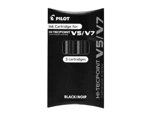 PILOT Set of 12 Sets of 3 Refill Cartridges for Hi-Techpoint V5/V7 Black