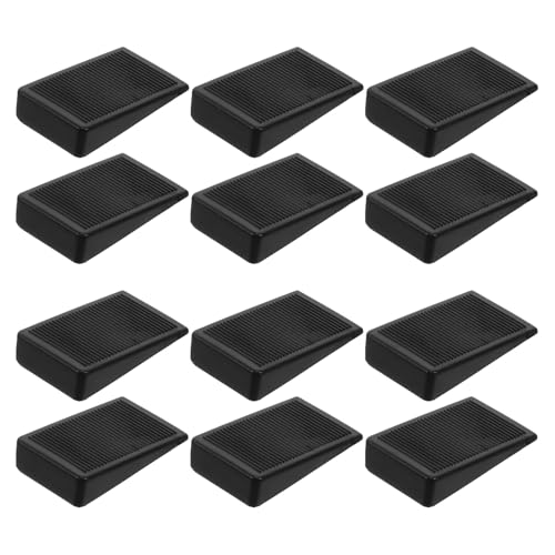 HONITANO 12 Piezas 12 Calzas Niveladoras de Muebles Negras Grandes de Plástico Apilables para Patas de Mesas, Sillas y Armarios, Almohadillas Ajustables para Suelos Irregulares y Soporte