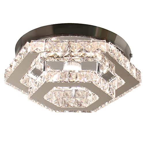 Cxgleaming CXUS-DBX-NW Modern Crystal Chandelier Led Flush Mount Ceiling Light Hexagonal Pendant Lamp Fixture 3 Color Changing Ceiling Light thumb #6