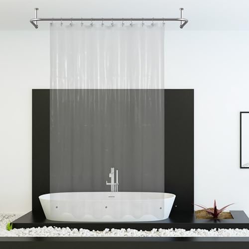 Image of Mrs Awesome Extra Long Shower Curtain Liner 96 inch Length, Ceiling to Floor XL PEVA Plastic Shower Curtain for Bathroom Lightweight & Waterproof, 72 x 96, Clear