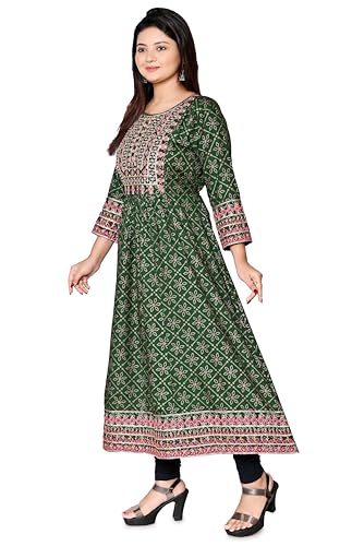 Image of Rayon Casual Ethnic Round Neck Embroidered Kurta for Women and Girls (310)