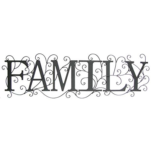 Black Family Metal Wall Decor with Swirl Design
