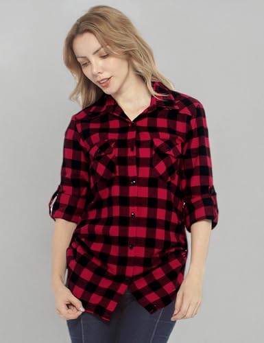 Image of Match Women's Long Sleeve Plaid Flannel Shirt #2021