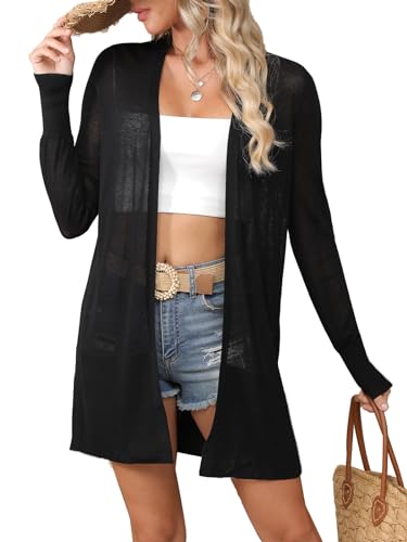 Image of Women's Trendy Lightweight Long Cardigans Summer Casual Beach Vacation Open Front Cardigan 2379