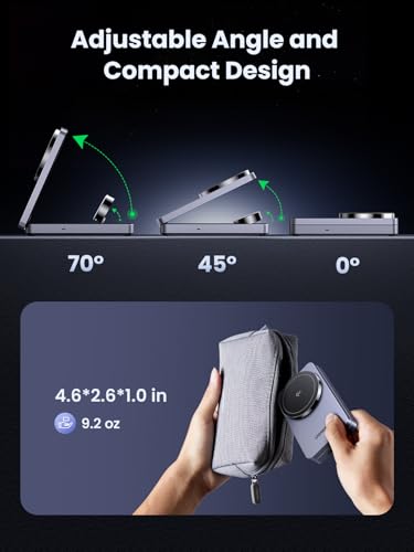 Image of UGREEN MagFlow Qi2 3-in-1 Charger Station for iPhone 16, Foldable Wireless Charger Stand Compatible with iPhone 16 /15 /14 /13 /12 Series, AirPods 3 /2 /Pro, Smartwatch (Included 30W Adapter)