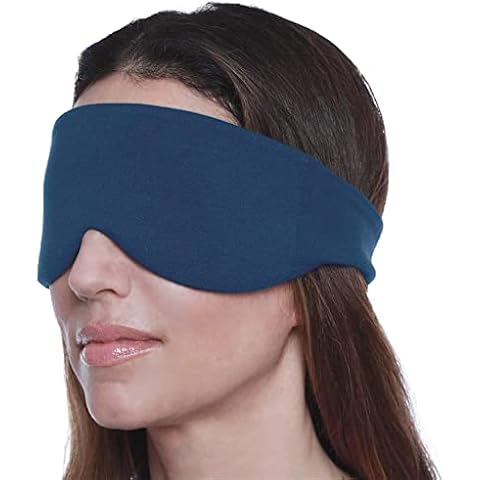 Happyluxe Eye Masks for Sleeping - Airplane Essentials, Eye Masks for Sleeping, Does Not Catch Hair - Perfect for Men and Women, Travel & Sleep, Made in USA - Navy Blue Cover