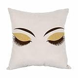 Moslion Eyelashes Pillow Home Decorative Throw Pillow Covers Pair of Black Eyelashes Cotton Linen Cushion Cover Square Pillow Cases for Men Women Boys Girls Sofa Bedroom Livingroom 18