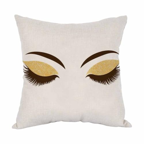 Moslion Eyelashes Pillow Home Decorative Throw Pillow Covers Pair of Black Eyelashes Cotton Linen Cushion Cover Square Pillow Cases for Men Women Boys Girls Sofa Bedroom Livingroom 18