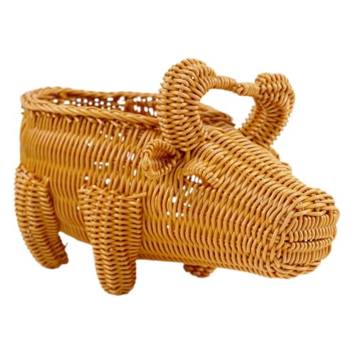 Alipis Imitation Rattan Snack Basket Large Capacity Desktop Storage Container for Home Organization Woven Serving Tray for Bread Simple Color Fine Texture