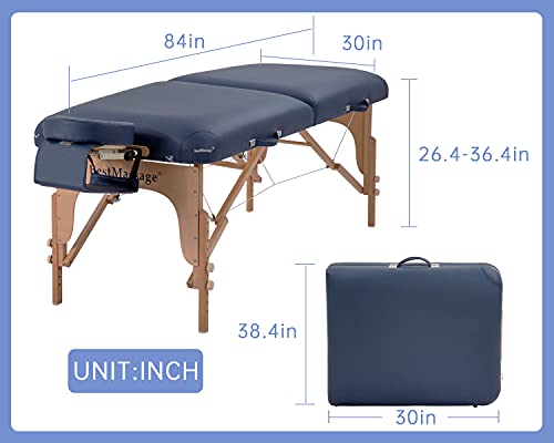 Massage Table, Portable Massage Tables, 84 Inches Long 30 Inchs Wide Height Adjustable Massage Table 2 Fold Spa Bed Massage Tables Spa Beds & Tables With Carrying Bag #TOP6