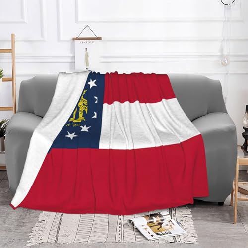 Plaid couverture flanelle drapeau Géorgie jeté de canapé et sofa doux