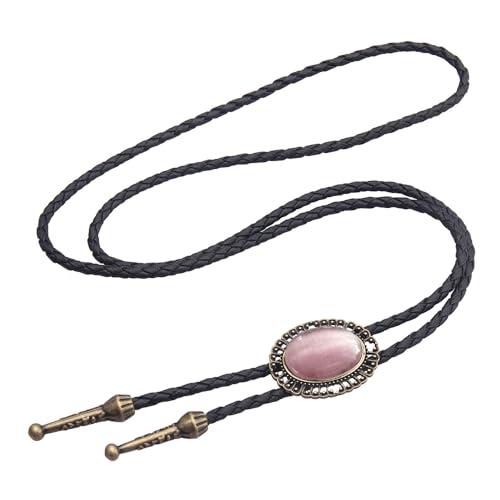 Image of AZORA Western Cowboy Bolo Tie Men Leather Necktie Leather Cord Turquoise Stone Bolo Ties for Men Women