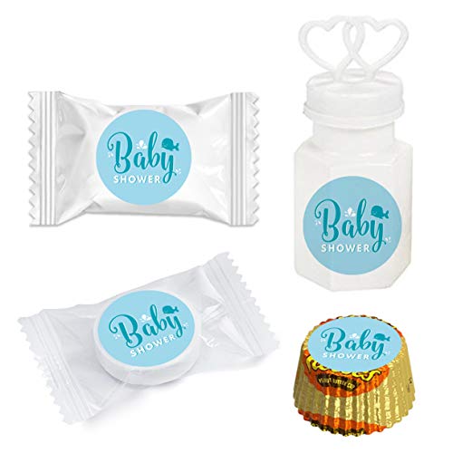 Andaz Press Chocolate Drop Labels Trio, Boy Baby Shower, Baby Blue Nautical Whale, 216-Pack, Fits Kisses Party Favors, Decor, Decorations #TOP3