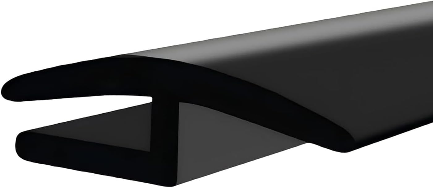 5.6Ft Windshield Cowl Rubber Seal Strip, Waterproof Soundproofing T-Shaped Windshield Sunroof Sealing Strips, Cuttable Automotive Rubber Trim for Windows, Rear Doors, and Roof (Black)