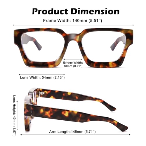 Image of Blue Light Glasses for Women - Computer Glasses 99% Blue Light Blocking - Fashion Rectangle TR90 Frame Eyeglasses