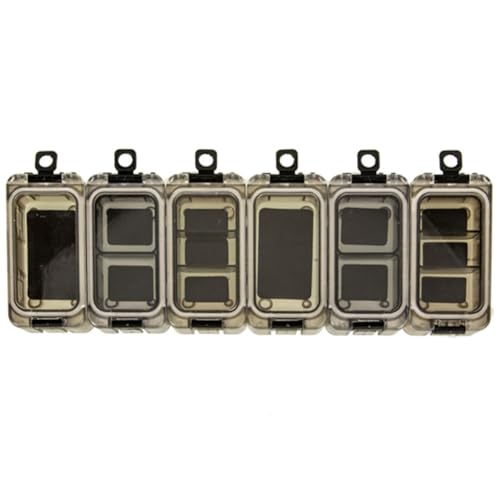 FUANA Juego de 6 cajas pequeñas de aparejos de pesca con bandejas organizadoras magnéticas, material ABS, para cajas compactas de combinación de 8 x 4 x 2,3 cm, ganchos y accesorios, doble + tres, 6