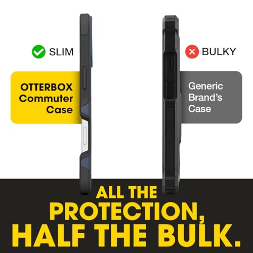 Image of OtterBox iPhone 16 Plus (Only) - Commuter Series Case - Built-in MagSafe - Thin, Dual-Layer, Pocket-Friendly, Port Cover - Midnight Sky (Blue /Black)