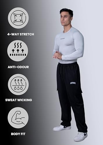 Image of COITONIC Men's Full Sleeve Compression T-Shirt - Athletic Base Layer for Gym, Sports & Fitness Training