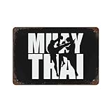 Muay Thai - Letreros vintage de chapa de hierro para colgar en la pared, para decoración del hogar, sala de estar, oficina