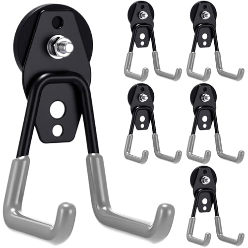 Image of Landhoow 6 Pcs Large Magnetic Hooks Heavy Duty Garage Magnet Hooks Strong Storage Utility Magnetic Hangers with Anti Slip Rubber Coating for Indoor and Outdoor Hanging (Grey)